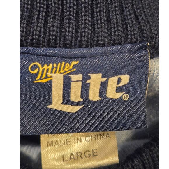 Miller Lite Ugly Christmas Holiday Sweater Mens Large Blue - Picture 6 of 10